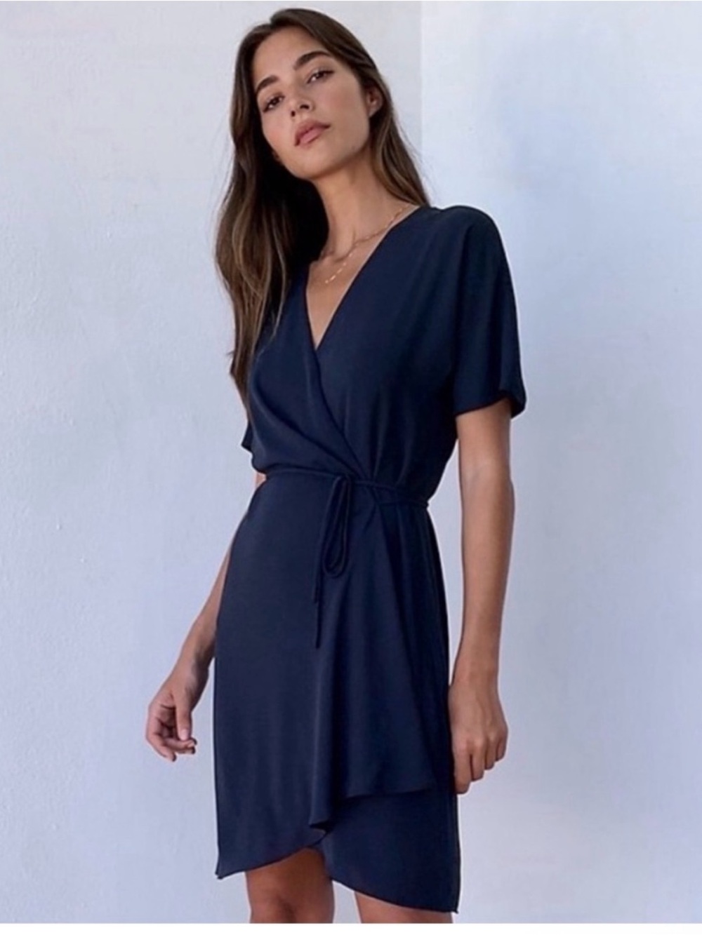 Aritzia Babaton Classic Navy Wrap Dress